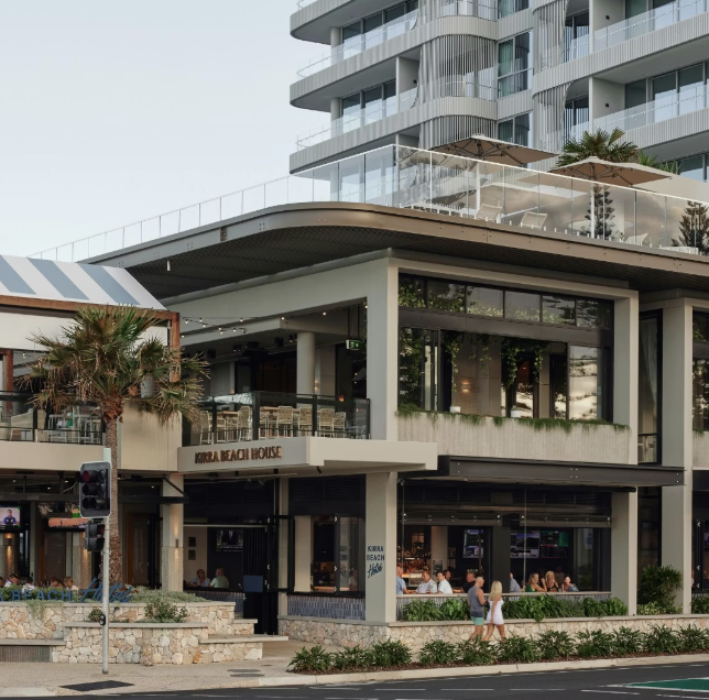 Kirra Beach House, the beachfront dining rooms on the corner at Kirra